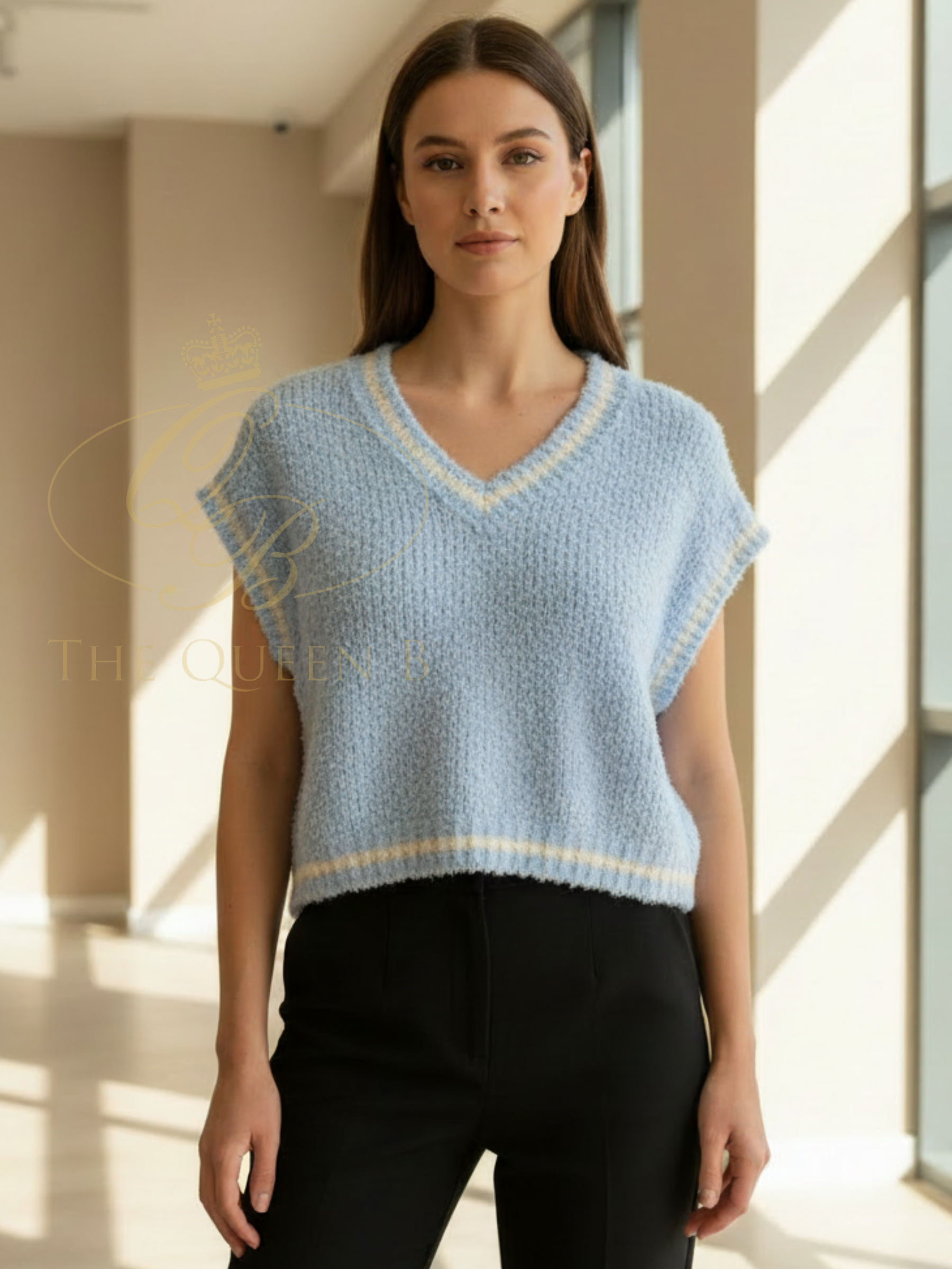 QBSS26 BC Evie V Neck Tank Top with sleeveless design, V neckline and relaxed knit silhouette.