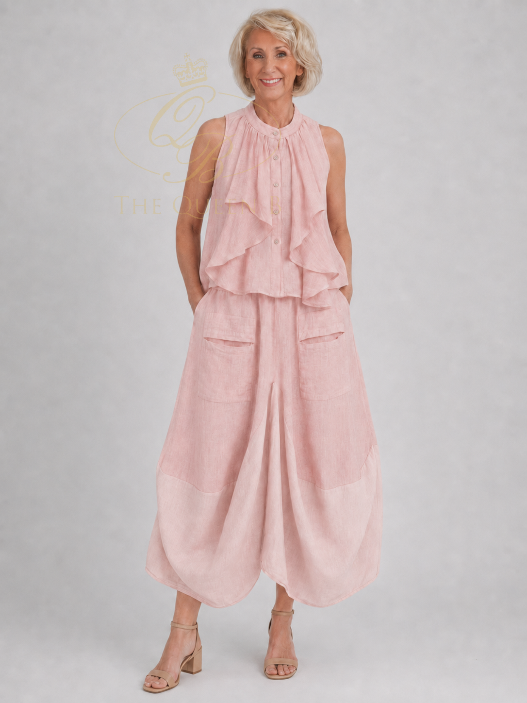 QBSS26 LX Jessy Linen Skirt with balloon silhouette, front pocket detail and relaxed linen look