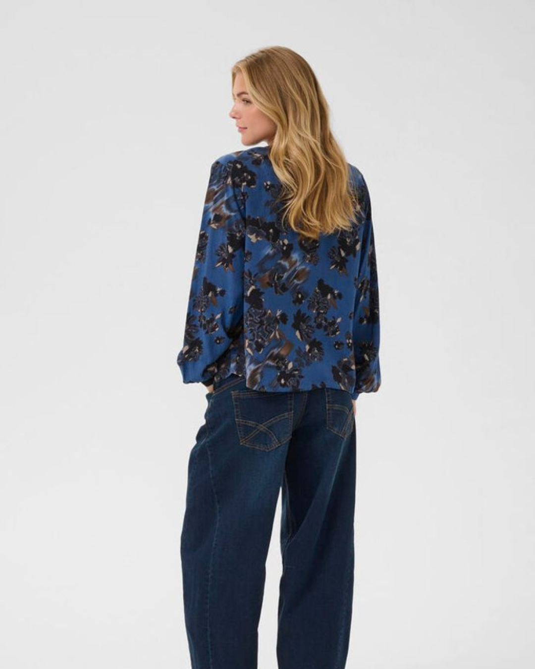 CREAM - TIAH SHIRT -  BLUE