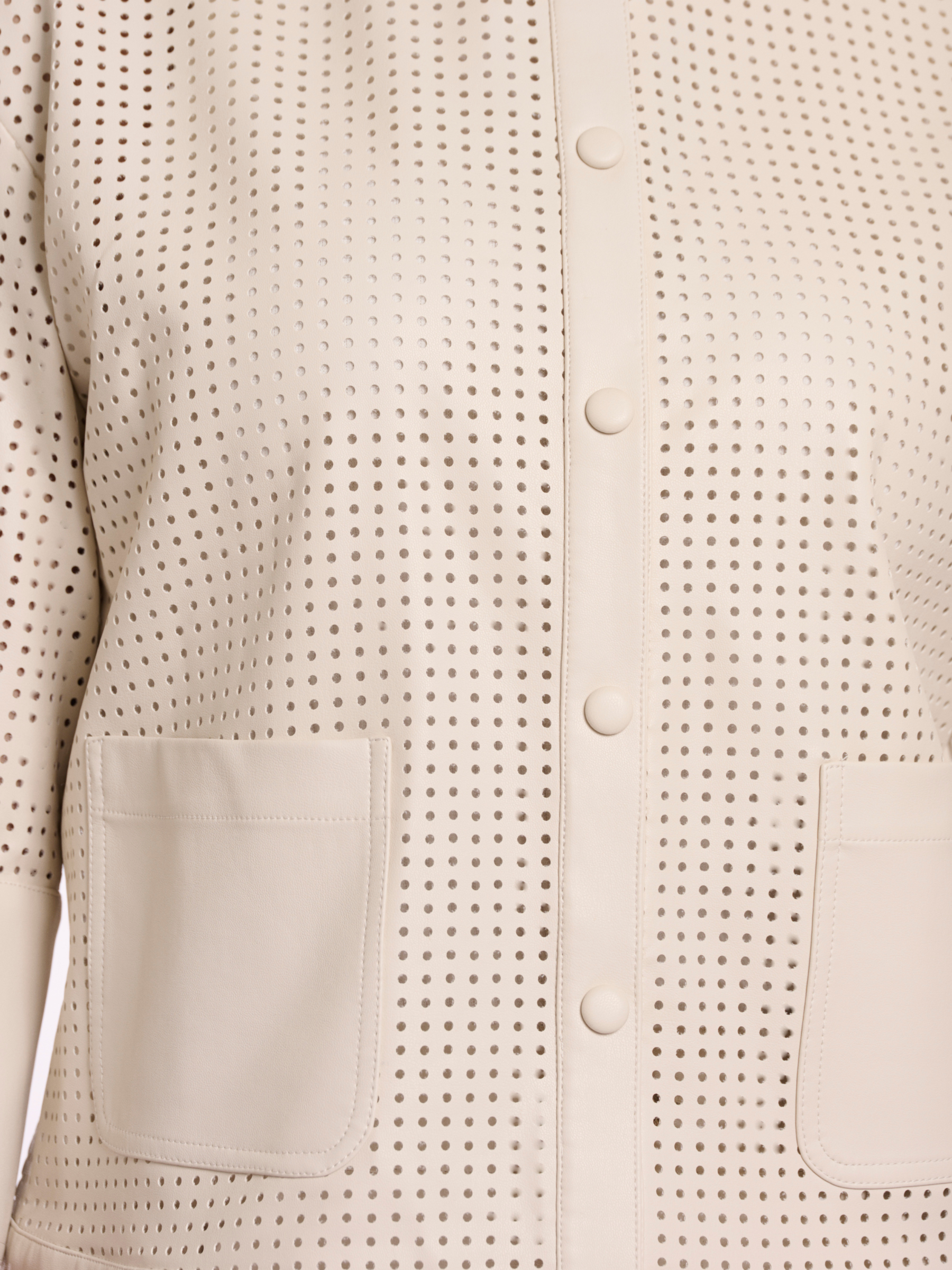 Rino & Pelle Abou Jacket with perforated faux leather design, cropped structured silhouette and modern button front.