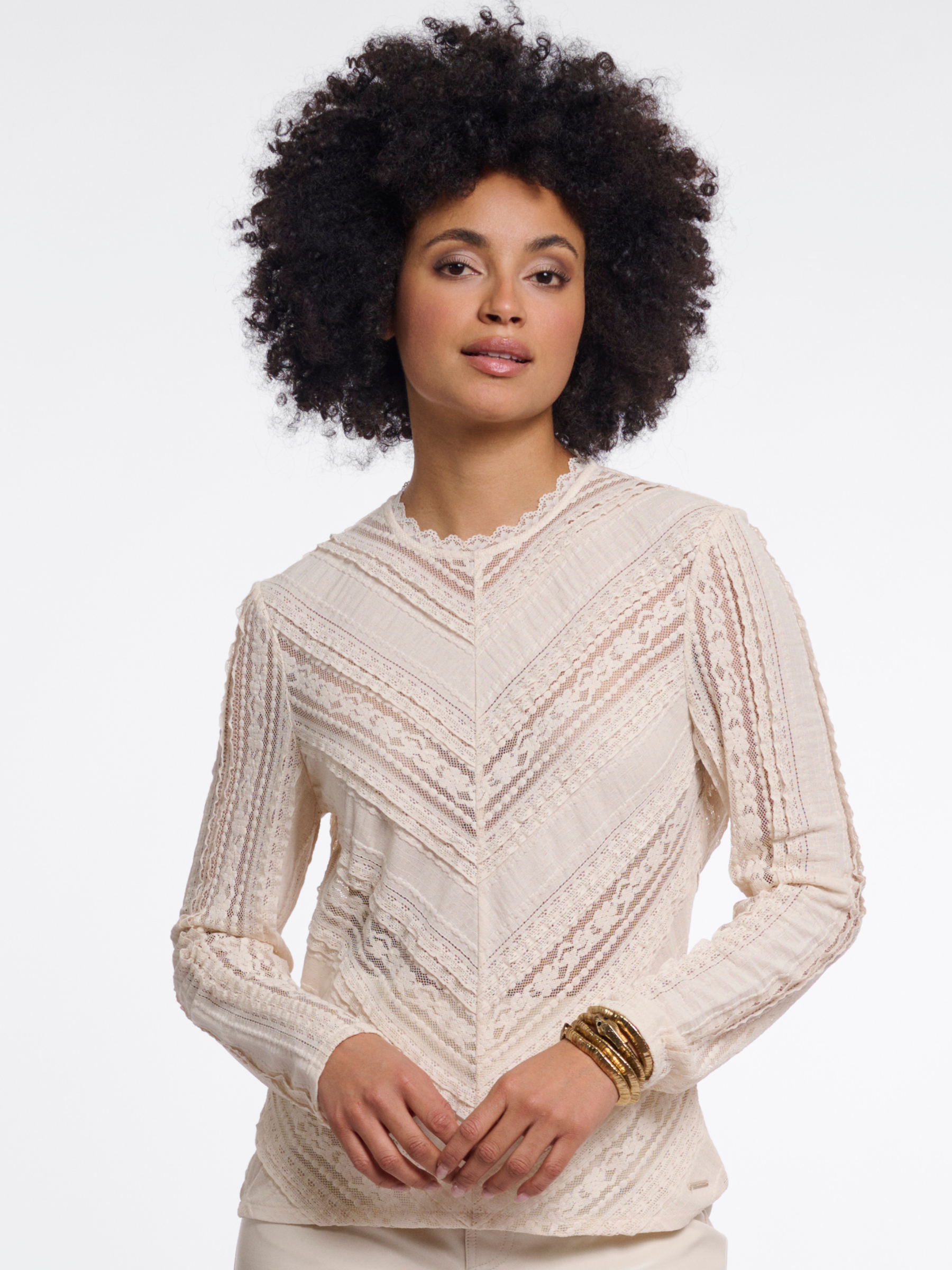 Rino & Pelle Aerin Long Sleeve Top lace detail long sleeve top with round neckline