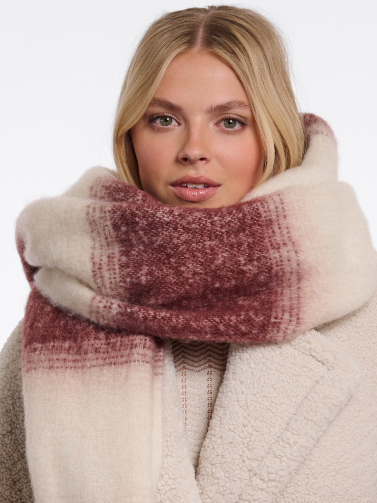 Rino & Pelle Erica Checkered Scarf soft checkered scarf with long length and fringed ends