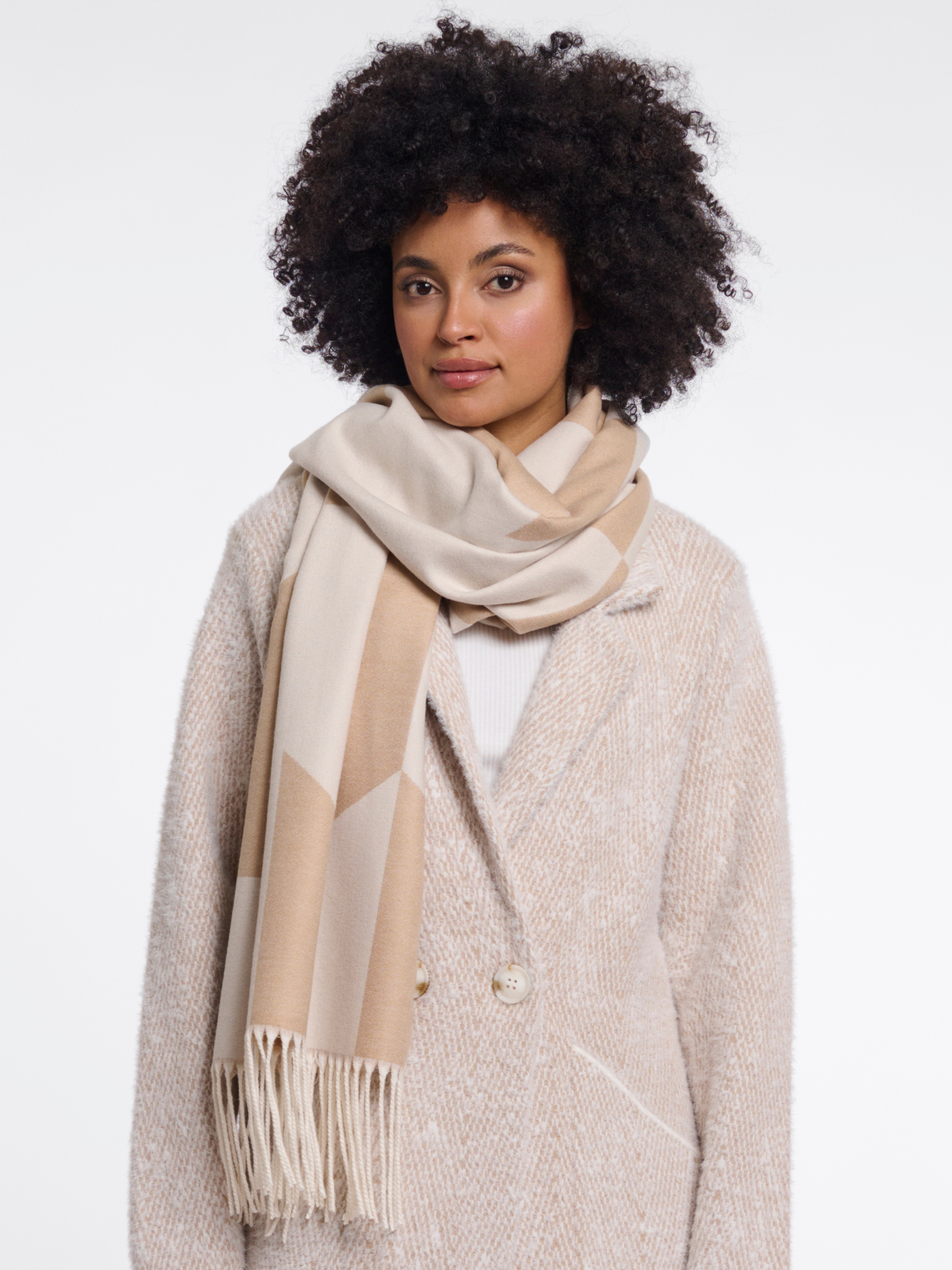 Rino & Pelle Esen Scarf soft oversized scarf with tonal pattern and fringed edges