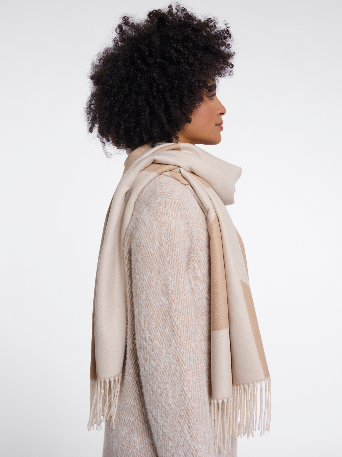 Rino & Pelle Esen Scarf soft oversized scarf with tonal pattern and fringed edges