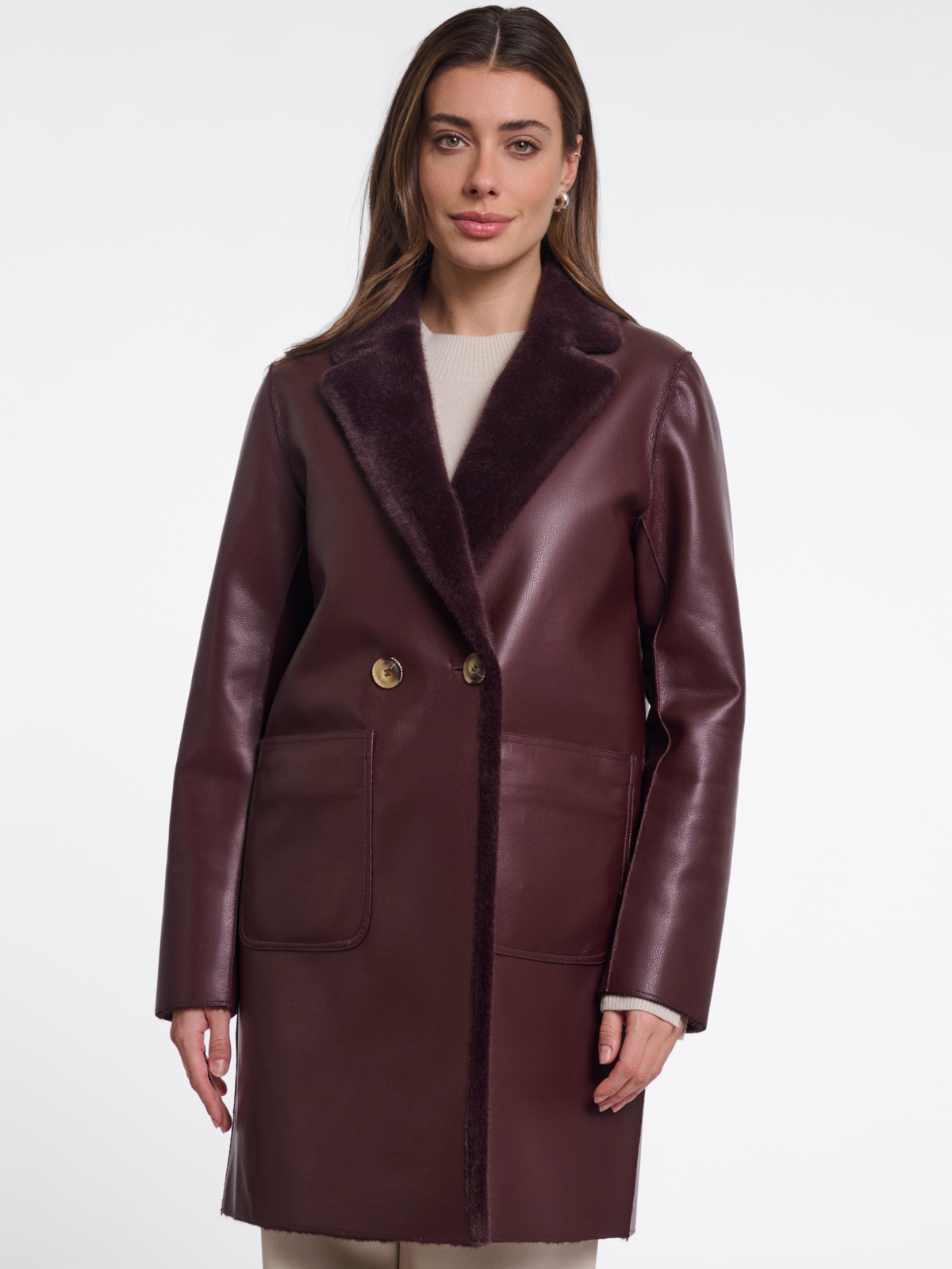 Rino & Pelle Ivon Reversible Coat with lapel collar, button fastening and front pockets