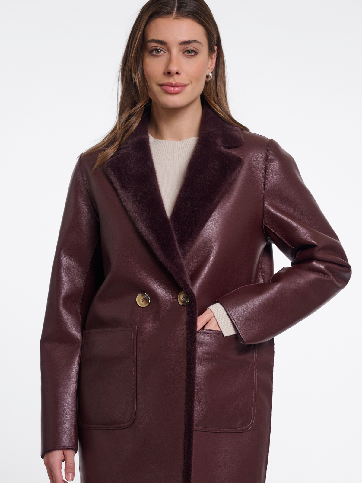 Rino & Pelle Ivon Reversible Coat with lapel collar, button fastening and front pockets