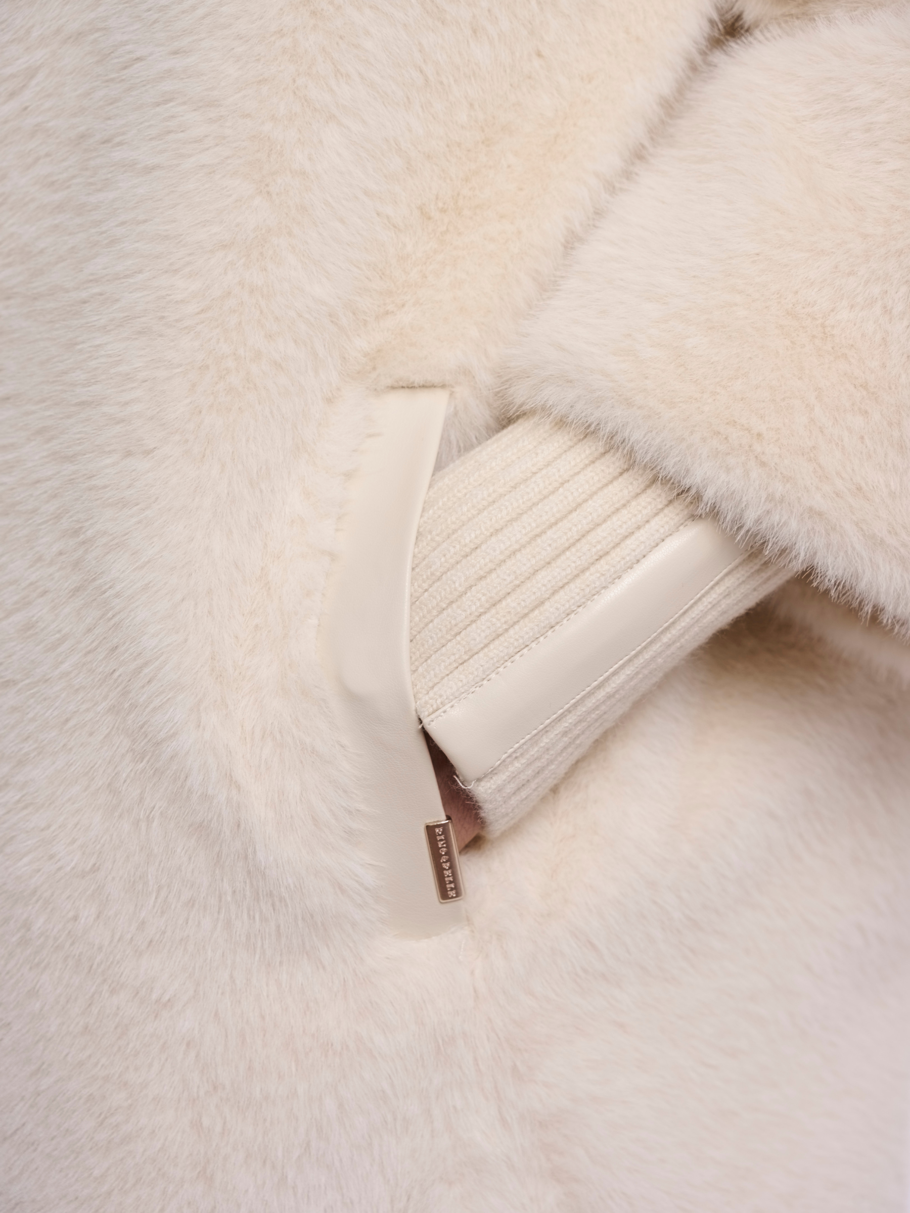 Rino & Pelle Pilar Rib Cuff Medium Length Jacket soft plush medium length jacket with ribbed cuffs and high neckline