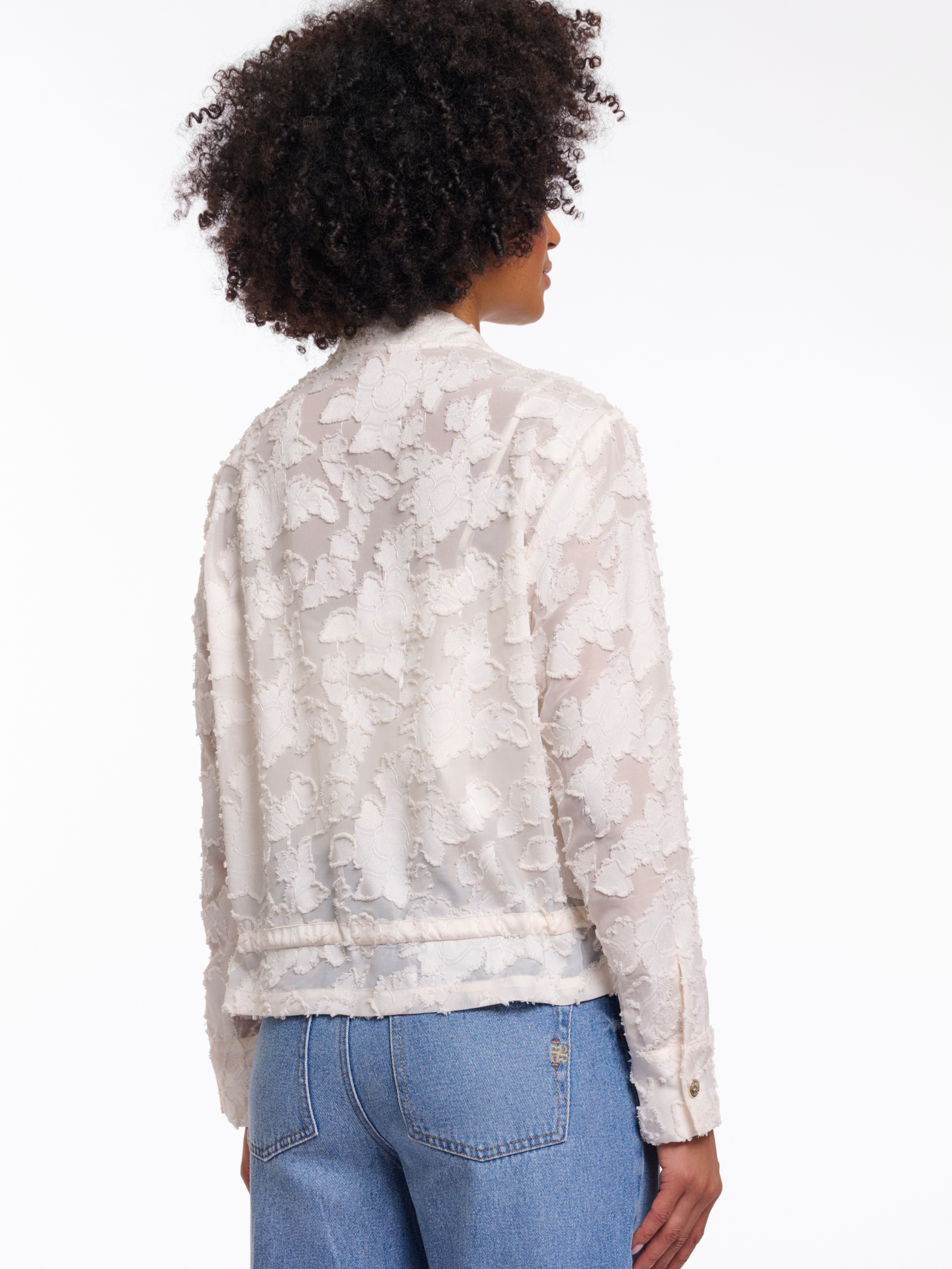 Rino & Pelle Priori Jacket lightweight printed zip jacket with patch pockets and drawstring hem.