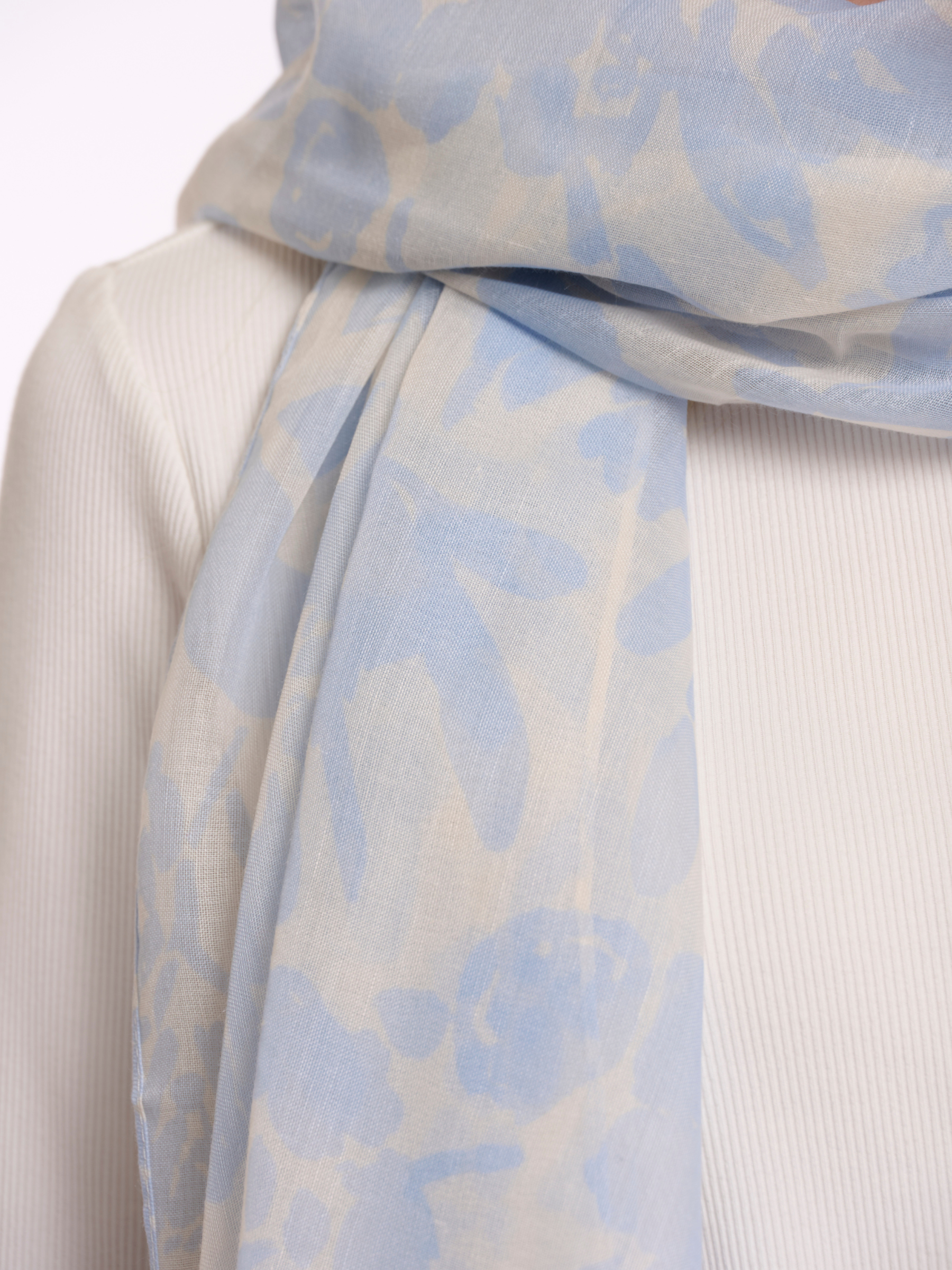 Rino & Pelle Salva Scarf lightweight printed scarf with soft drape and frayed edges.