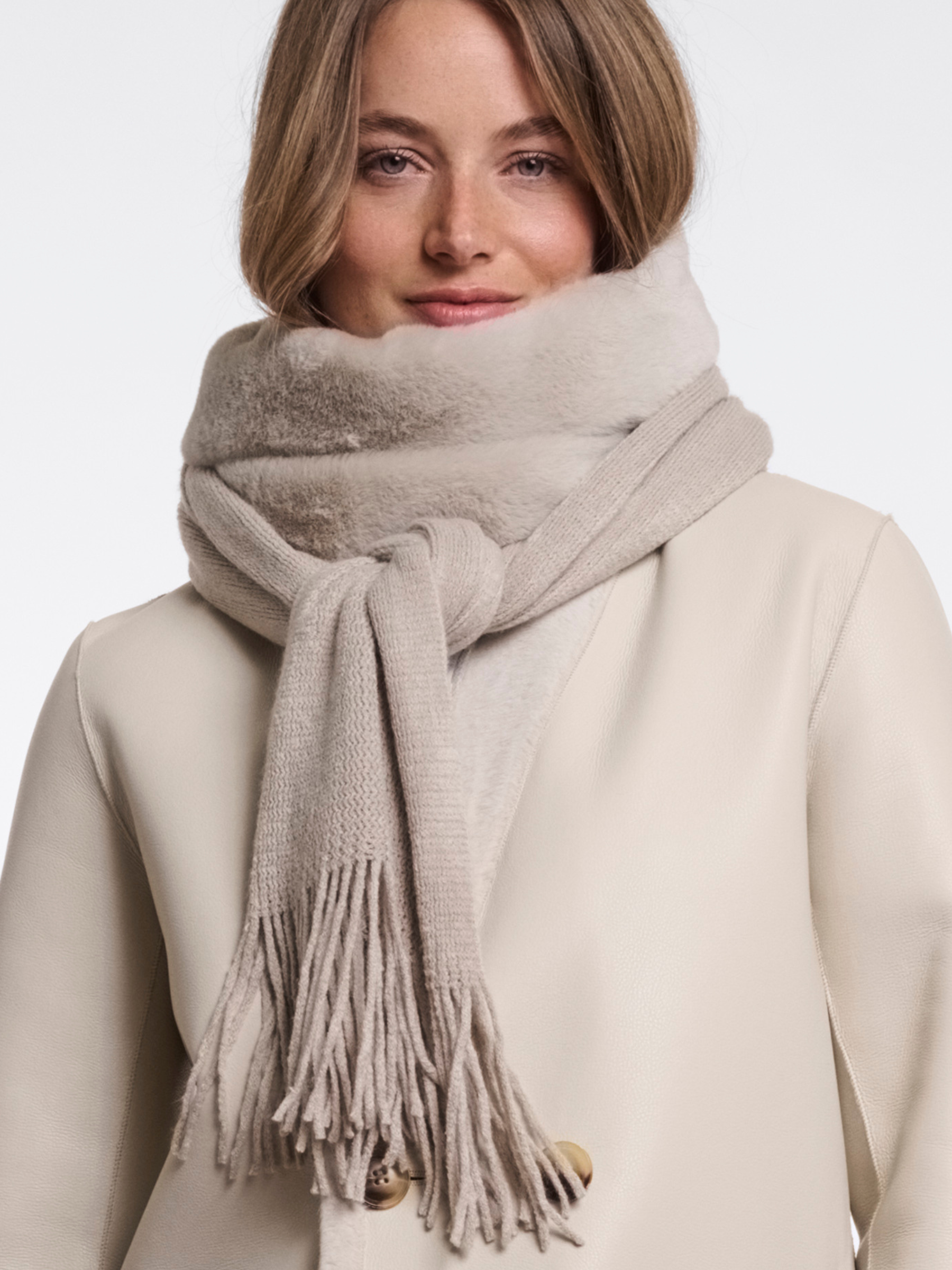 Rino & Pelle Vlien Faux Fur Knitted Scarf faux fur knitted scarf with fringed ends