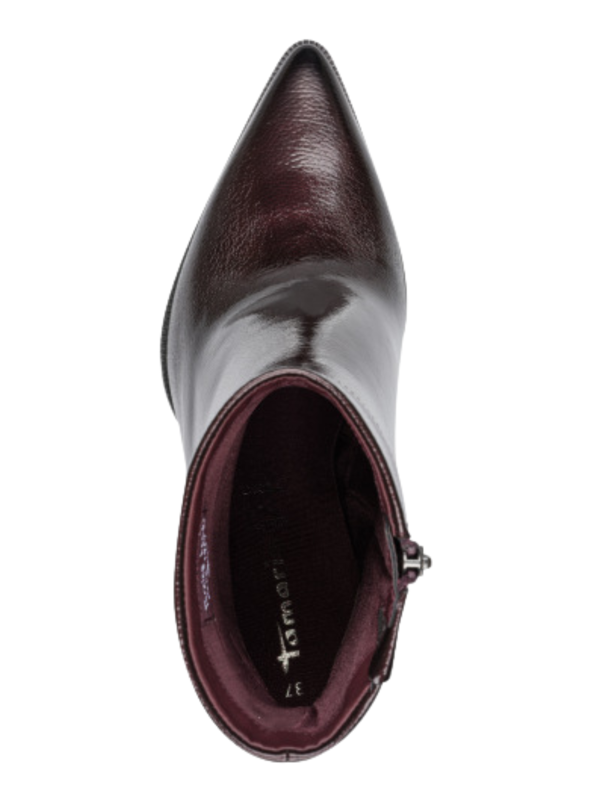 Tamaris 25395 537 Merlot Boot with pointed toe and 85mm block heel.
