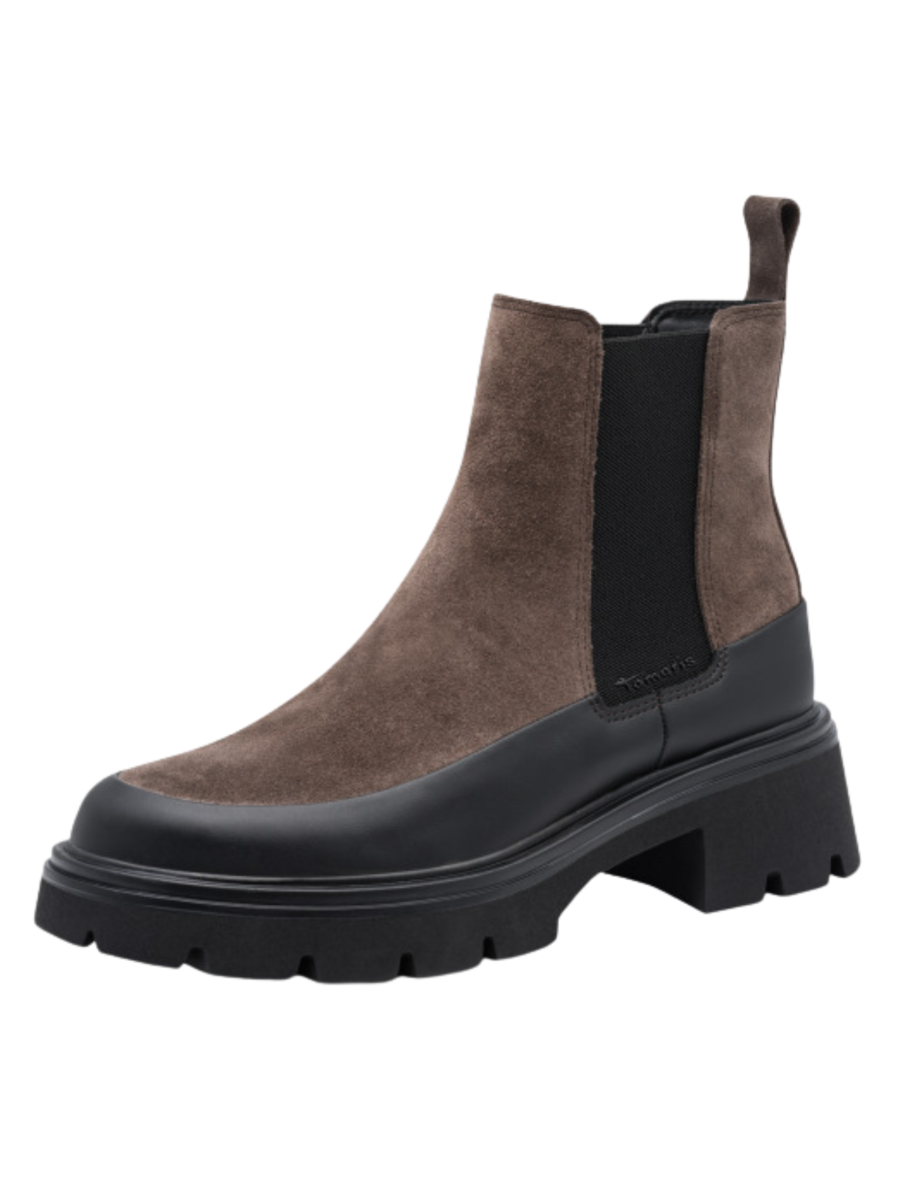 Tamaris 25409 317 Cigar Boot with elastic side panels and chunky sole.