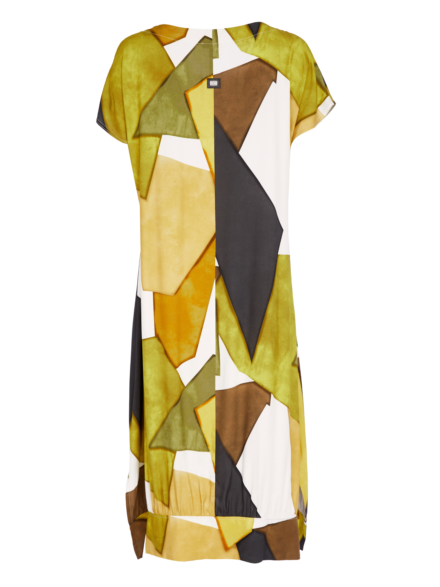 Naya NAS26 151 Multi Colour Graphic Print V-Neck Dress featuring abstract multi-colour design, V-neckline and fluid midi silhouette.