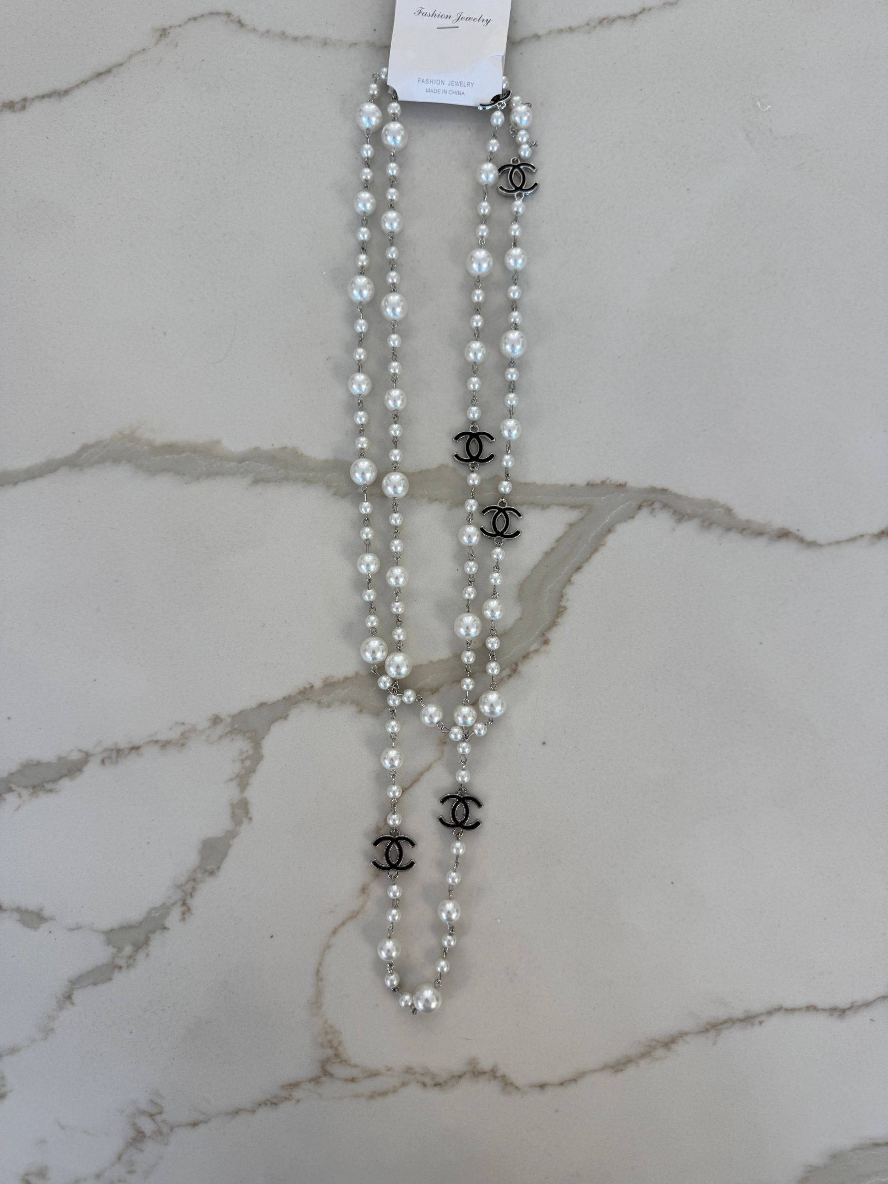 Nouvelle CC Long Black Necklace