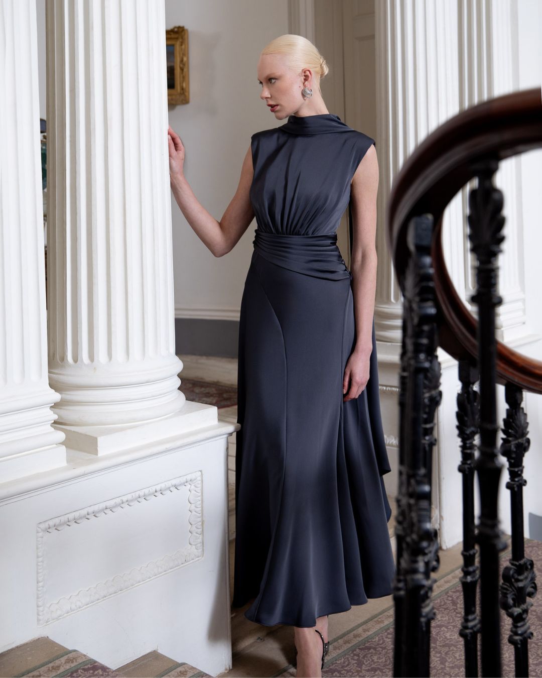 Maisonel ME3048 Charcoal Grey Sleeveless Occasion Dress