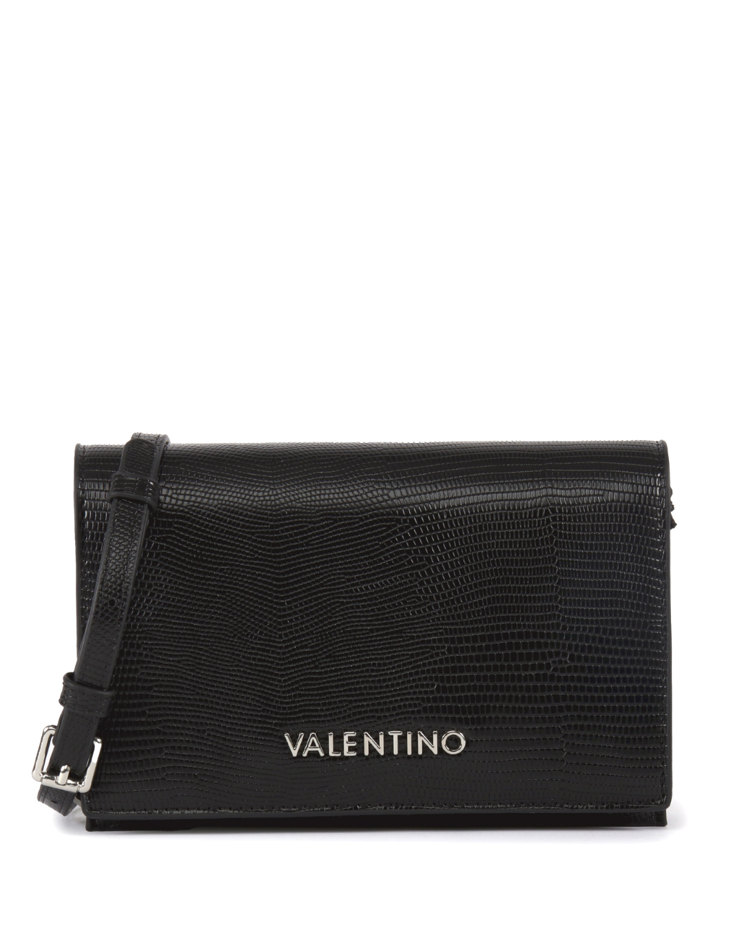 Black handbag with a crossbody strap 