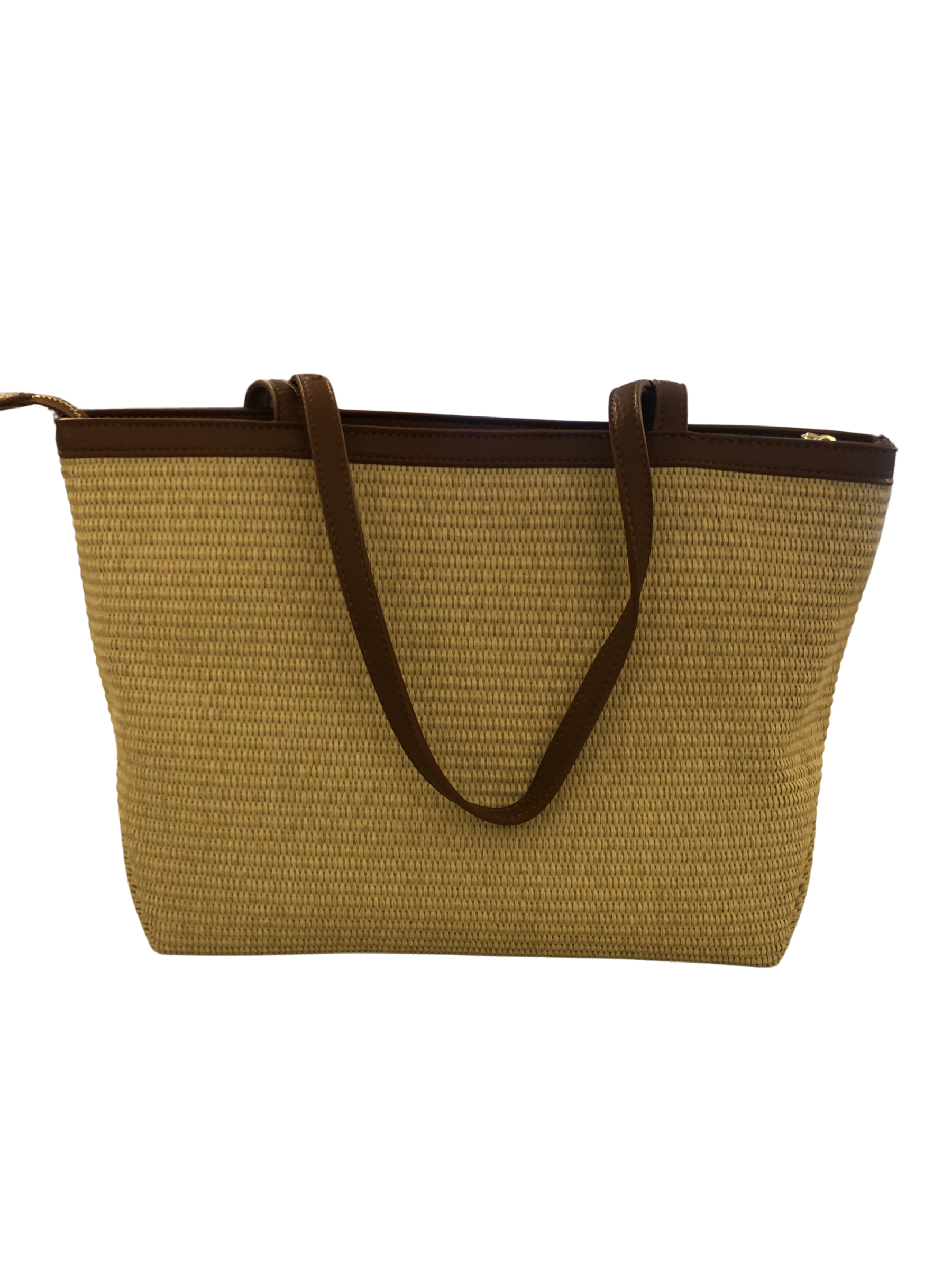 Valentino Maiam shopping bag woven straw tote bag with shoulder handles and Valentino logo detail.