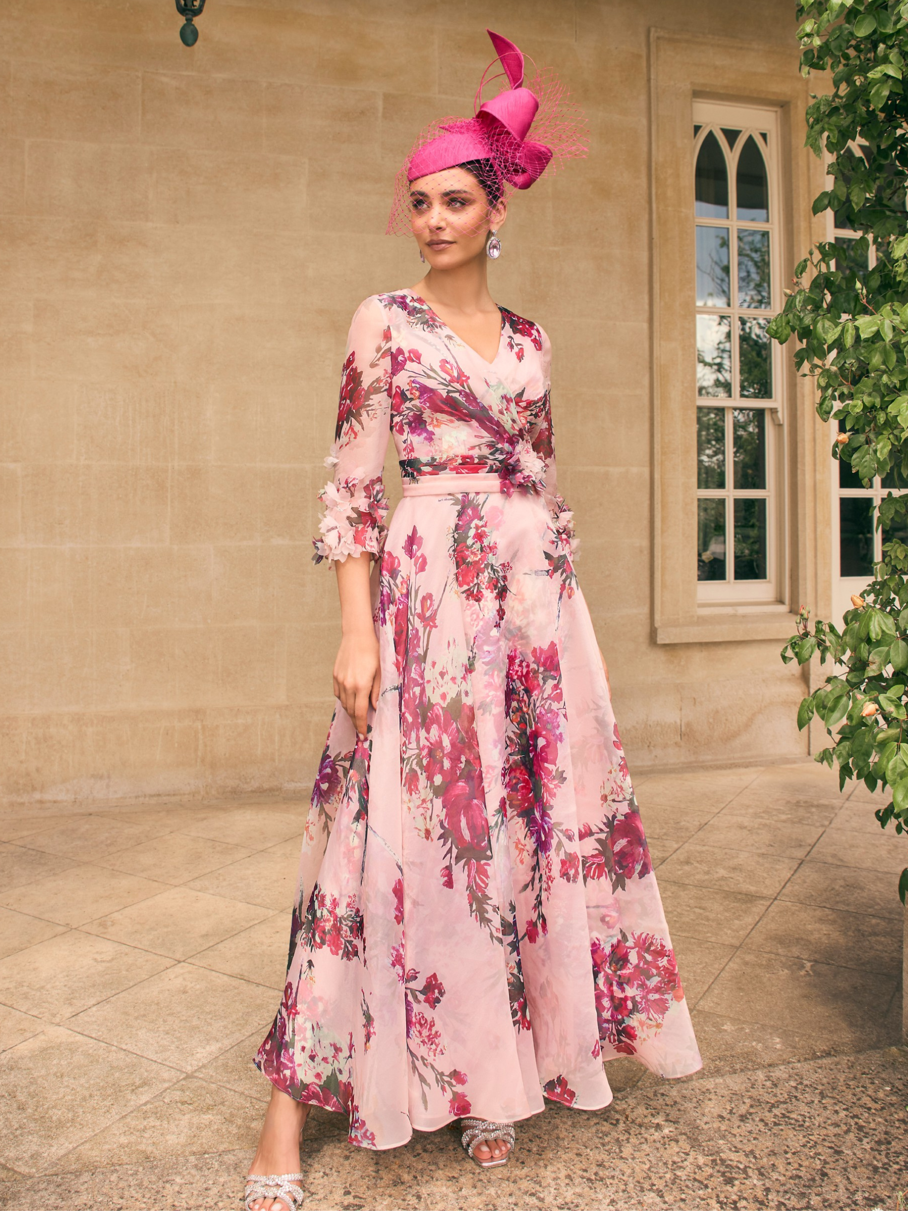 Veni Infantino 992774 Summer Berry Print Dress – elegant organza print occasion dress with flowing skirt and floral detailing, perfect for weddings, races and summer events.