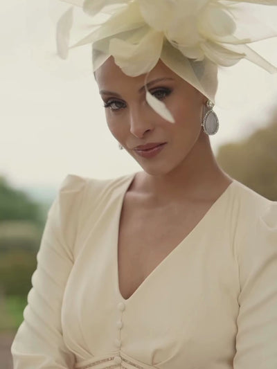 Veni Infantino 992752 Lemon crepe dress with beaded trim, covered buttons, V-neckline and fluted hem. Elegant occasion dress for weddings and special events.