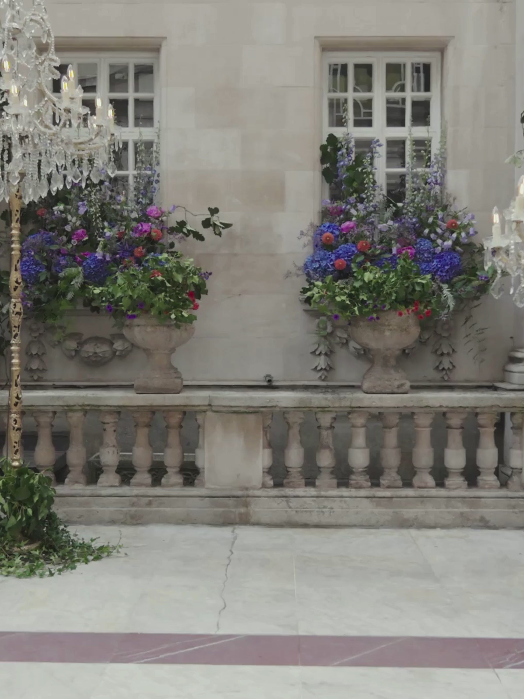 John Charles 66745 Spring Dress in printed chiffon with V-neckline, lace sleeves, beaded waist and flowing A-line midi skirt.